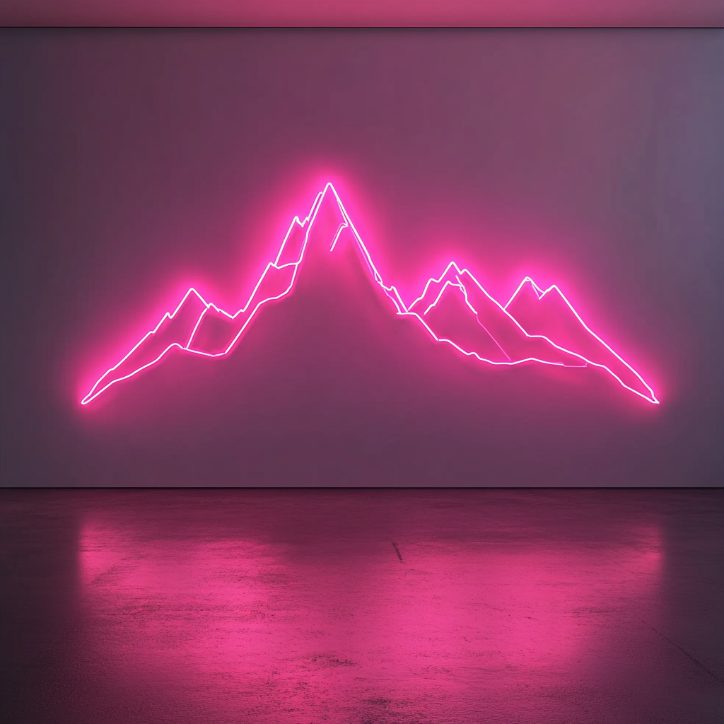Mountain Range - Pink Neon Sign, 24 Inches