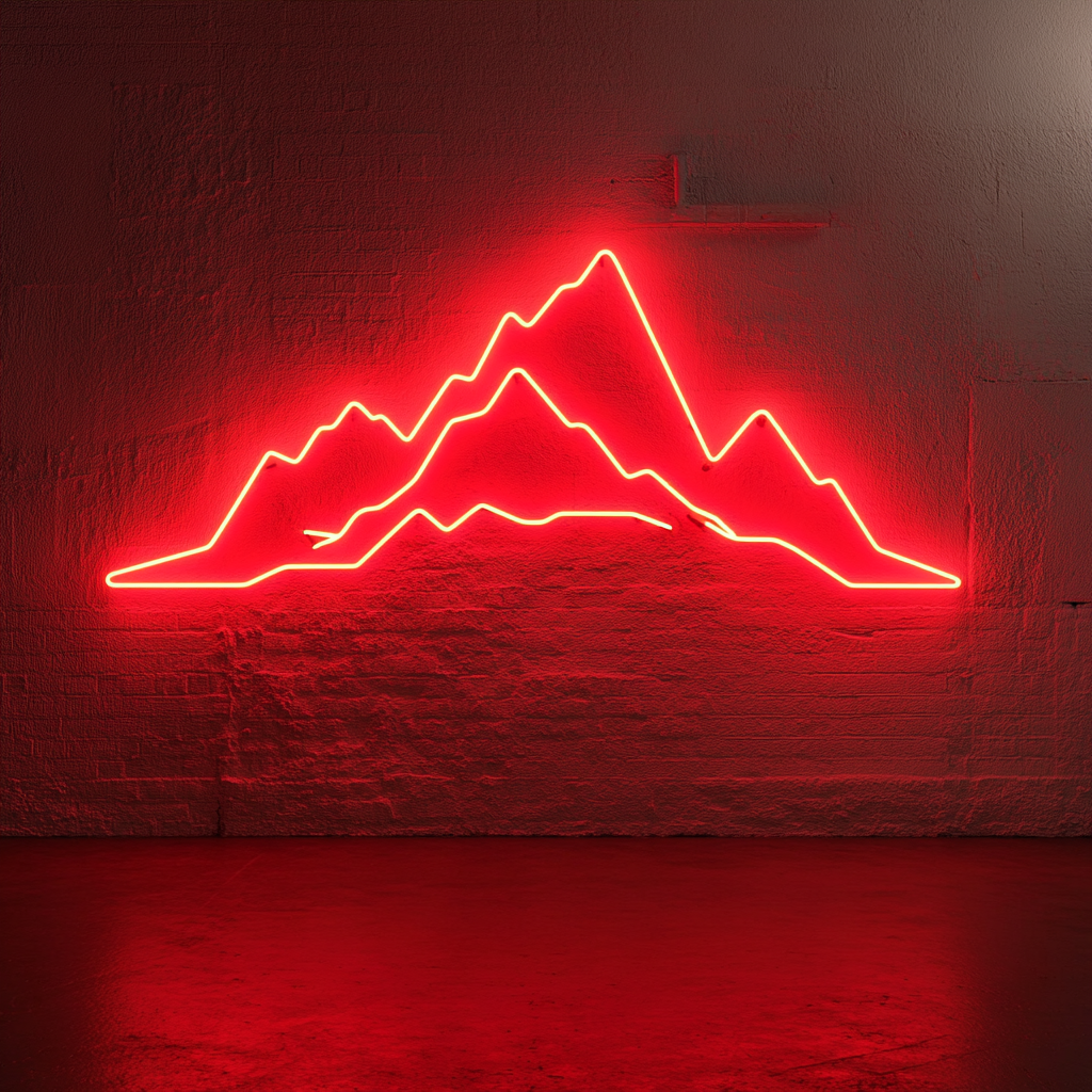 Mountain Range - Red Neon Sign, 18 Inches