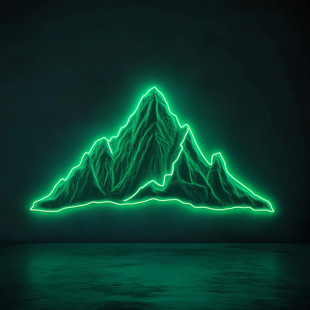Mountain Silhouette - Green Neon Sign, 24 Inches