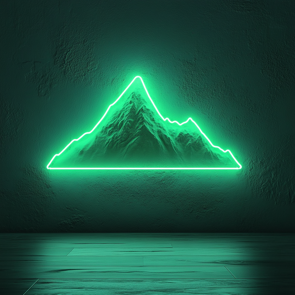 Mountain Silhouette - Green Neon Sign, 24 Inches