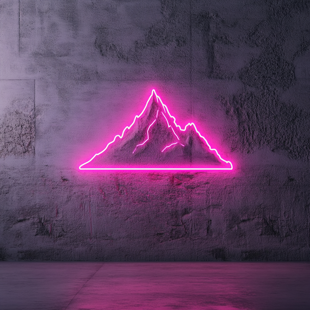 Mountain Silhouette - Pink Neon Sign, 24 Inches