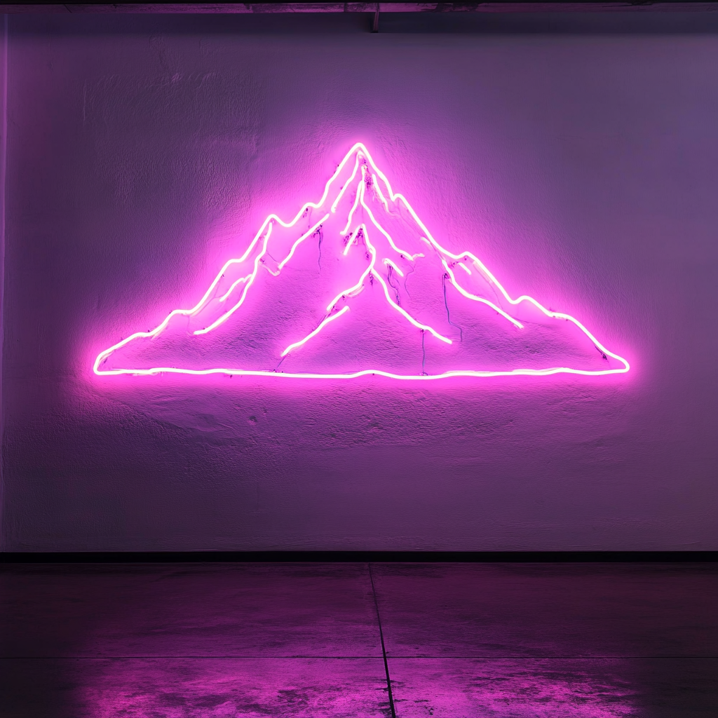 Mountain Silhouette - Pink Neon Sign, 18 Inches