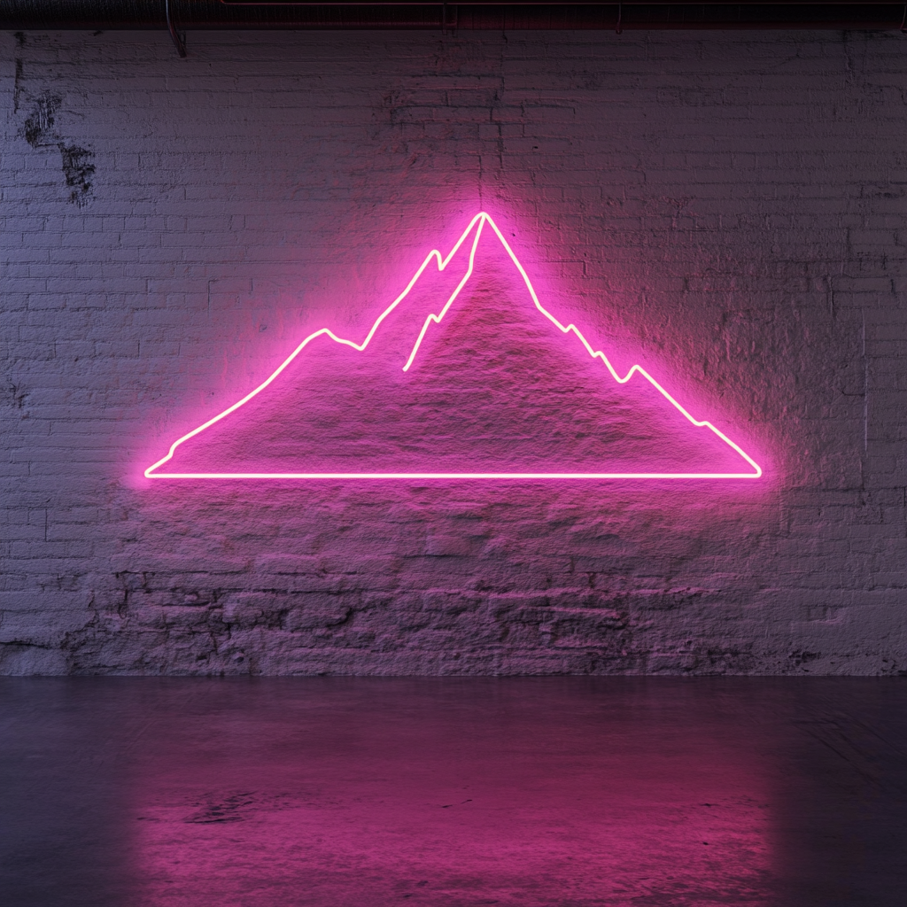 Mountain Silhouette - Pink Neon Sign, 24 Inches