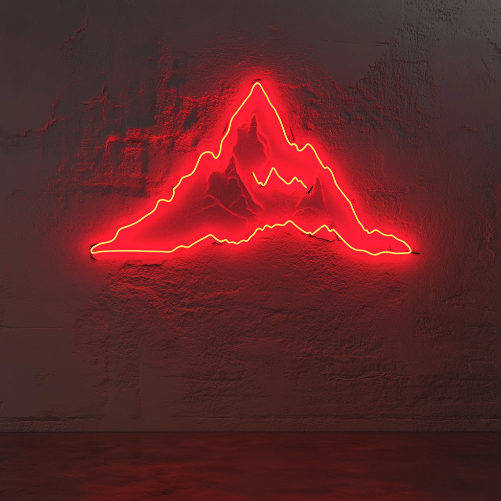 Mountain Silhouette - Red Neon Sign, 18 Inches