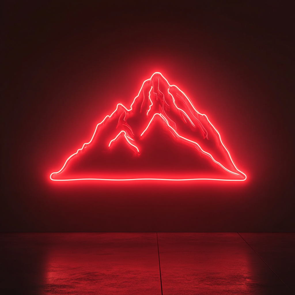 Mountain Silhouette - Red Neon Sign, 18 Inches