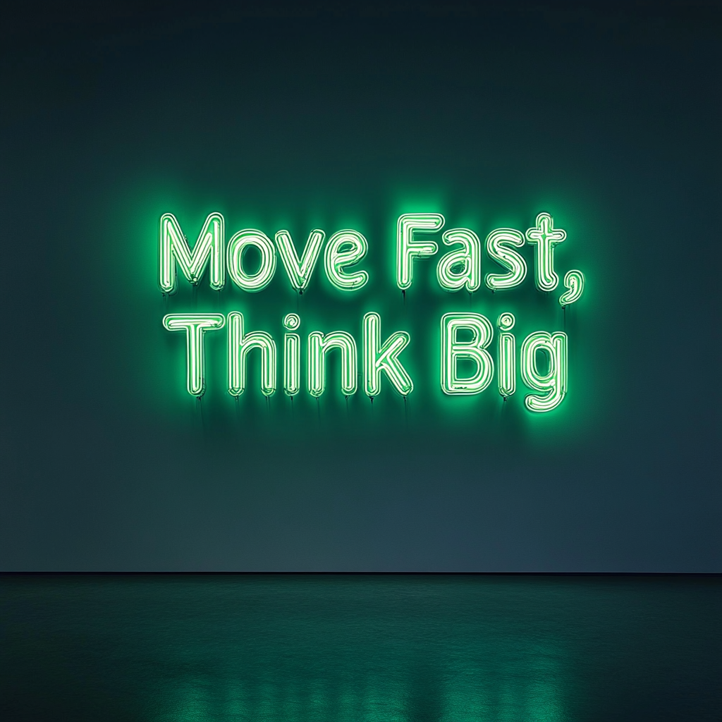 "Move Fast, Think Big" - Green Neon Sign, 24 Inches