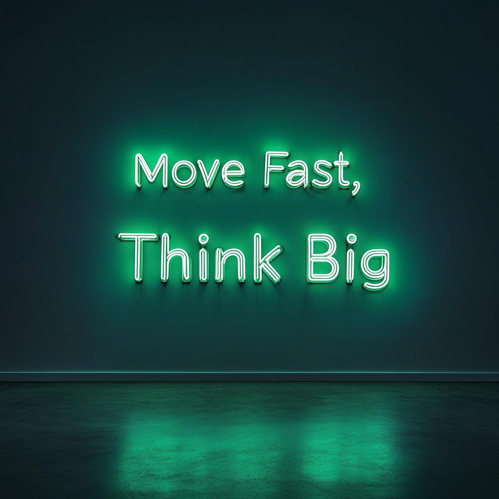 "Move Fast, Think Big" - Green Neon Sign, 24 Inches