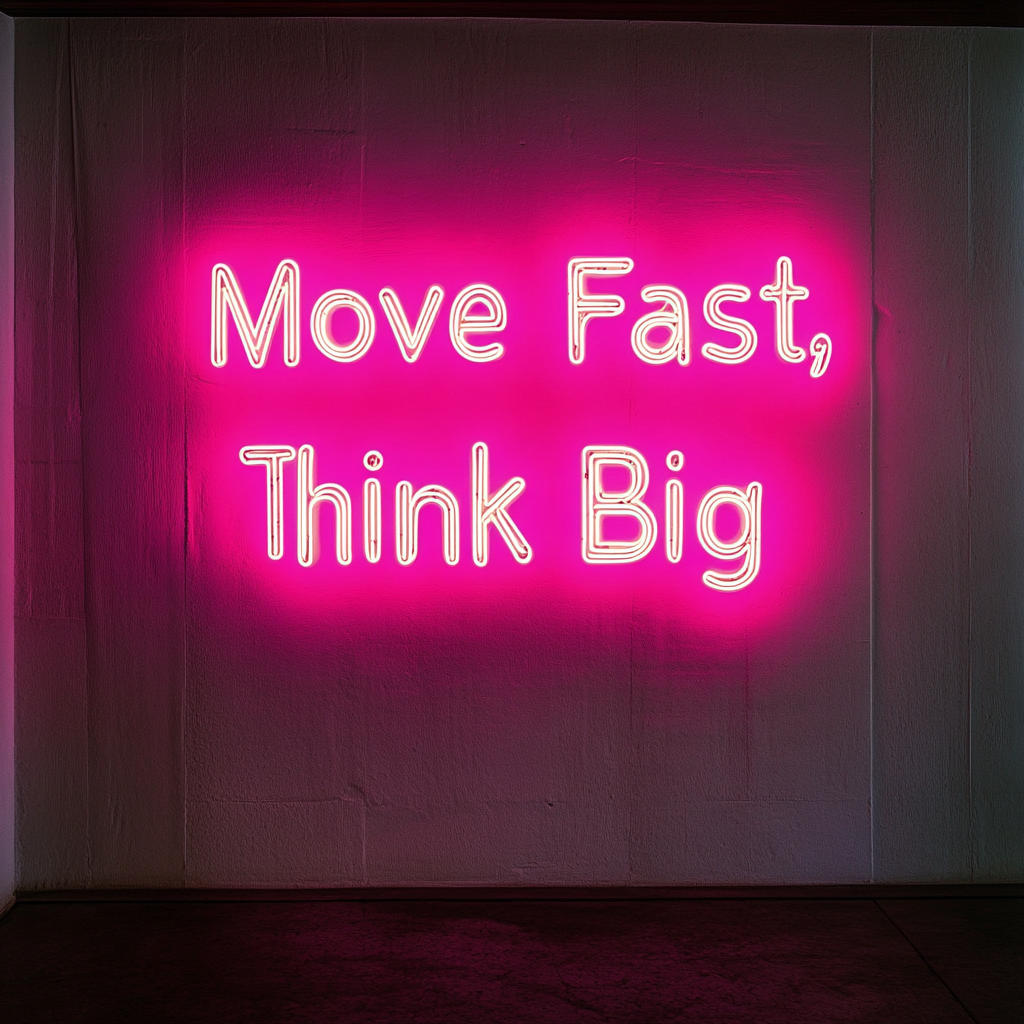 "Move Fast, Think Big" - Pink Neon Sign, 24 Inches