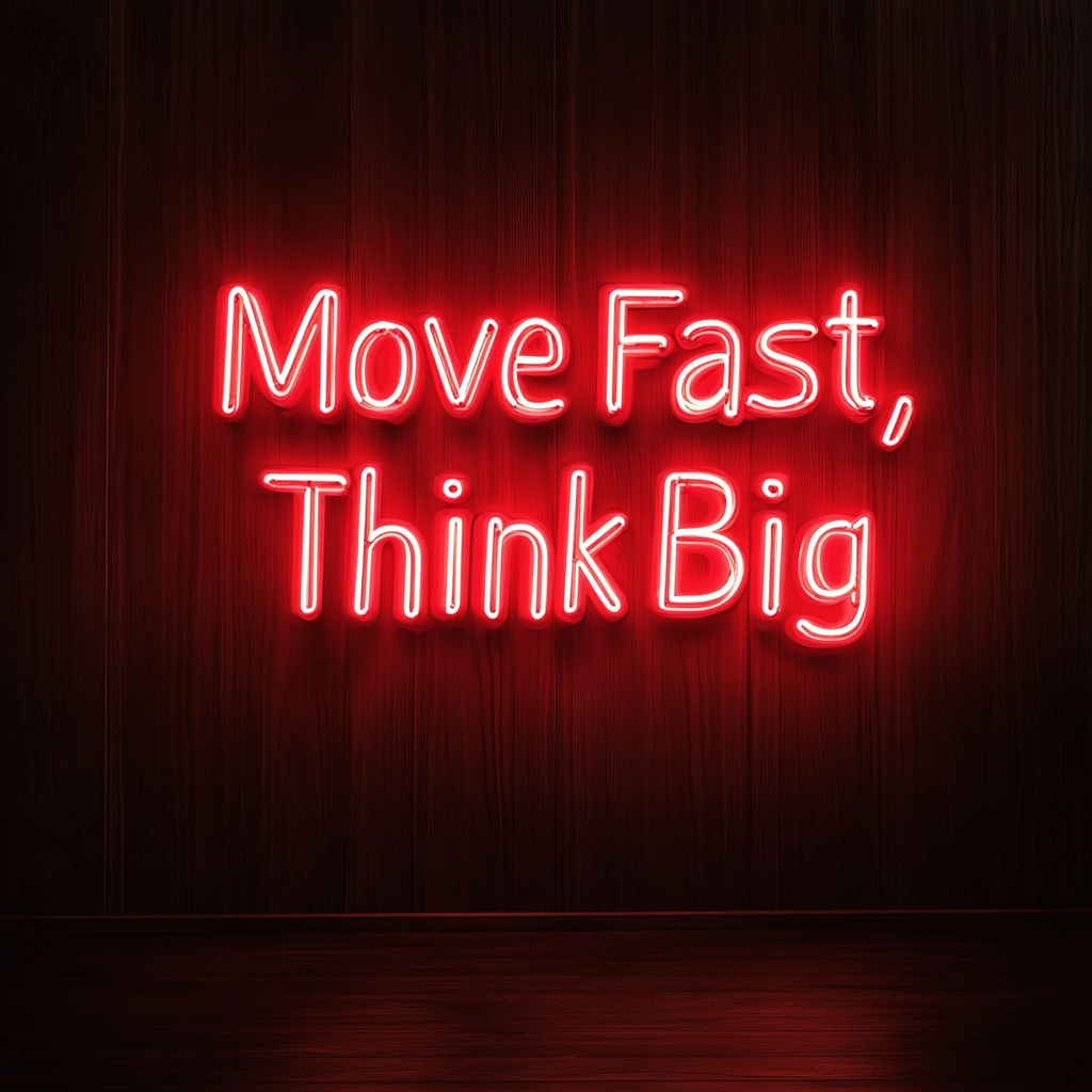 "Move Fast, Think Big" - Red Neon Sign, 24 Inches