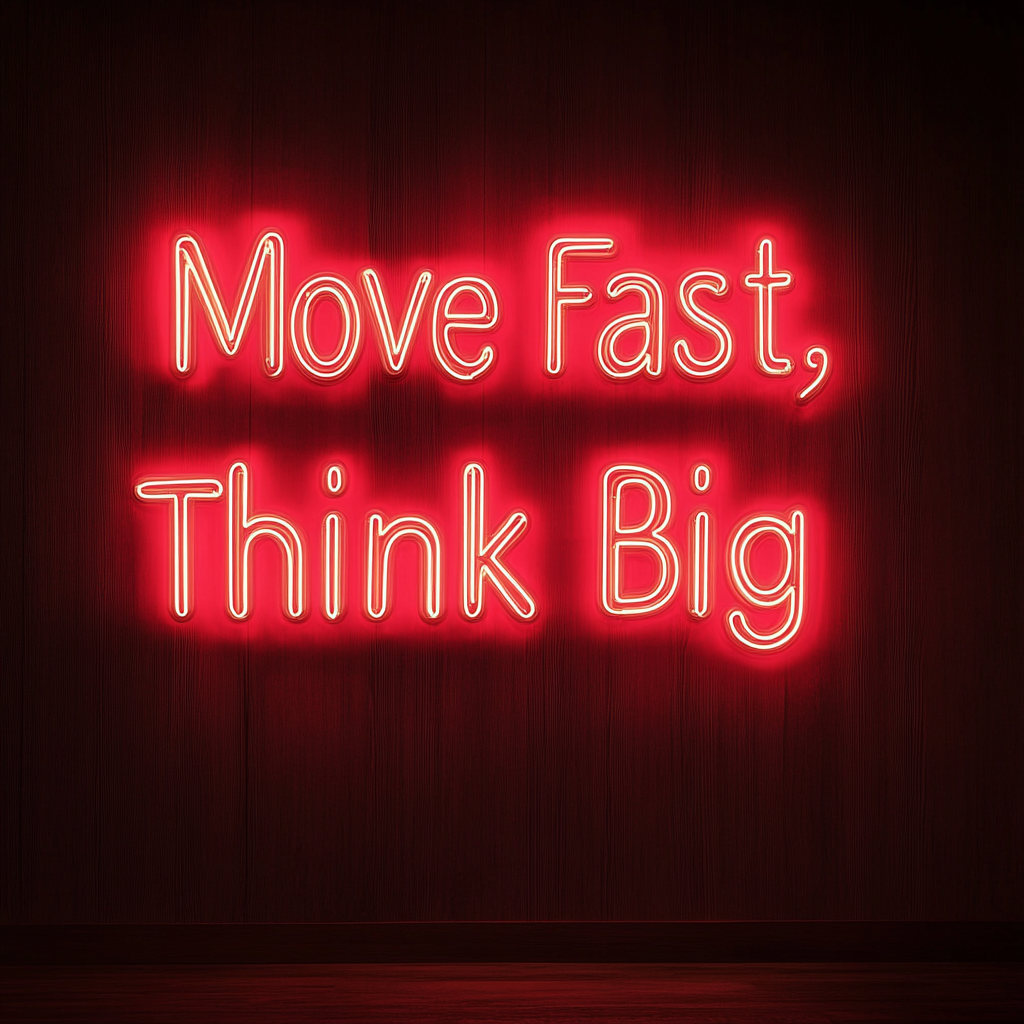 "Move Fast, Think Big" - Red Neon Sign, 24 Inches