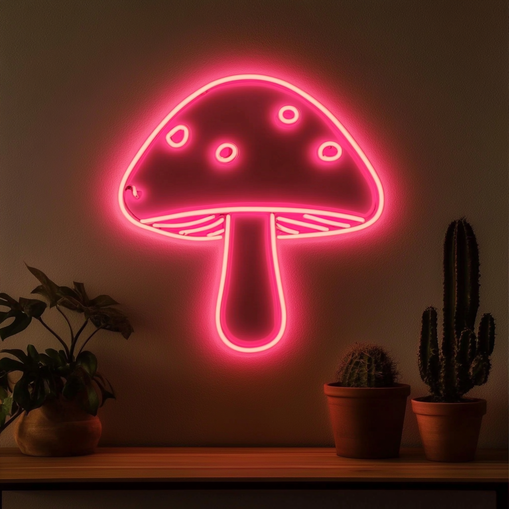 Mushroom - Pink Neon Sign, 18 Inches