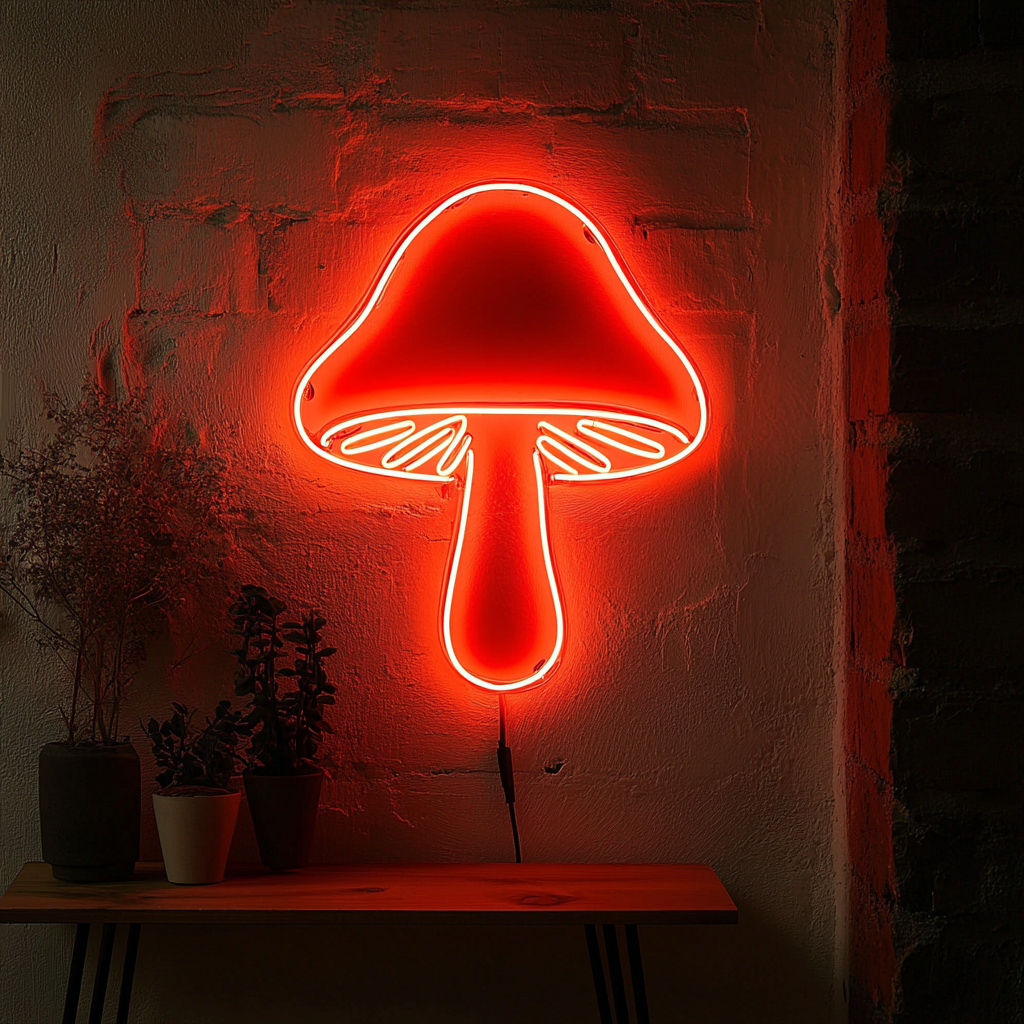 Mushroom - Red Neon Sign, 18 Inches