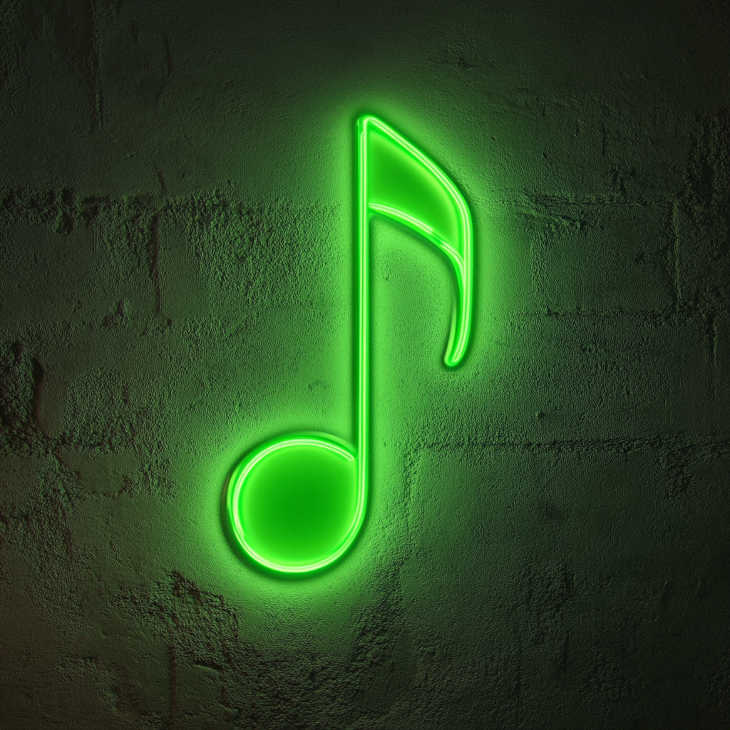 Music Note - Green Neon Sign, 24 Inches