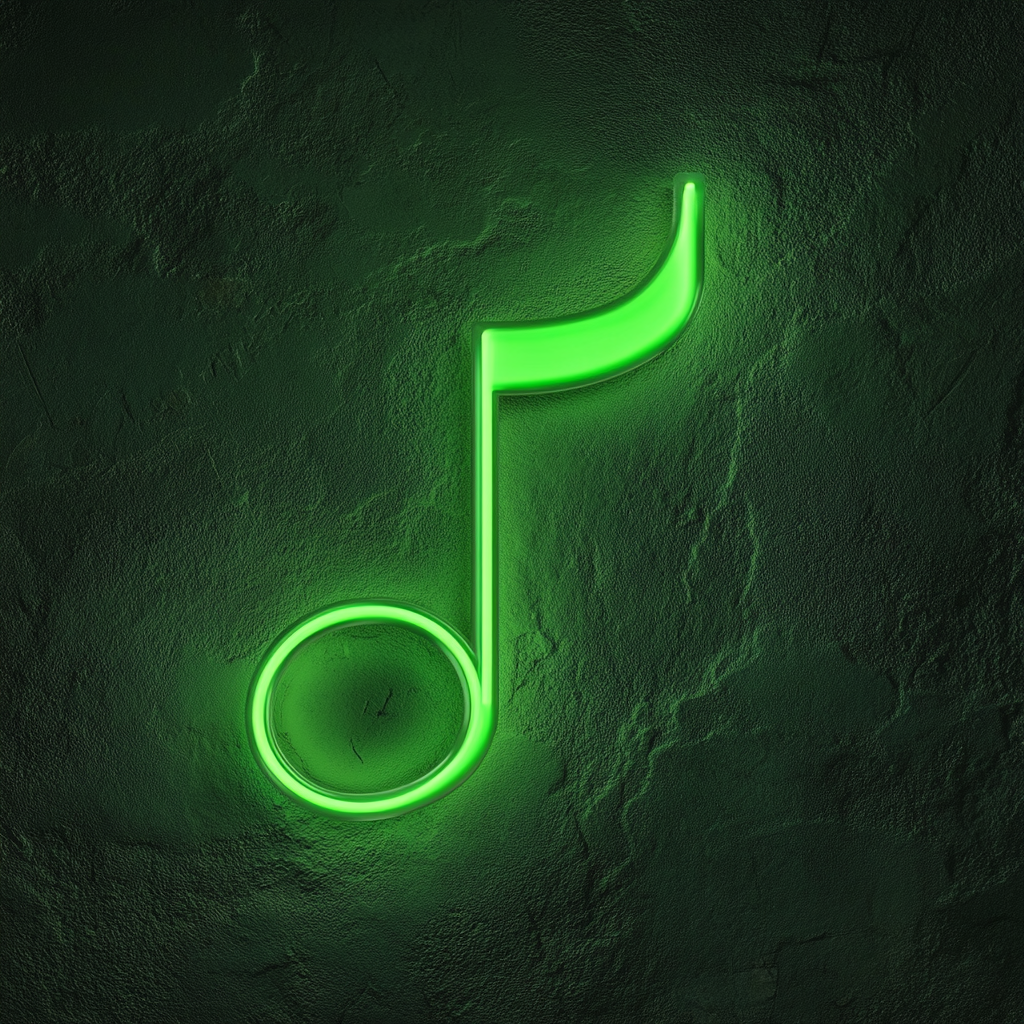 Music Note - Green Neon Sign, 18 Inches