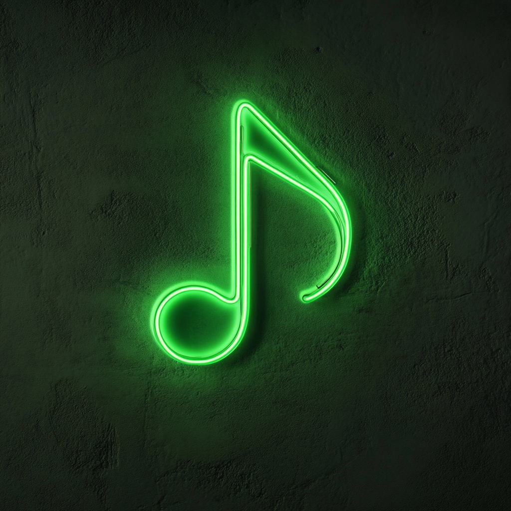 Music Note - Green Neon Sign, 24 Inches