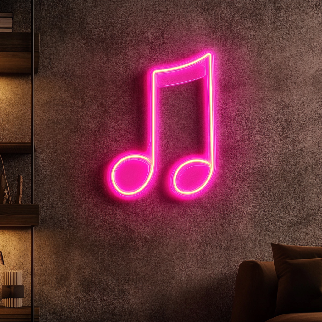Music Note - Pink Neon Sign, 24 Inches