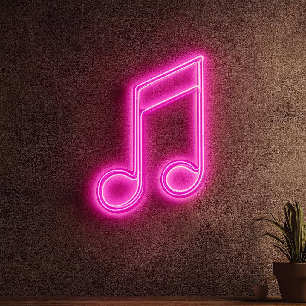 Music Note - Pink Neon Sign, 18 Inches