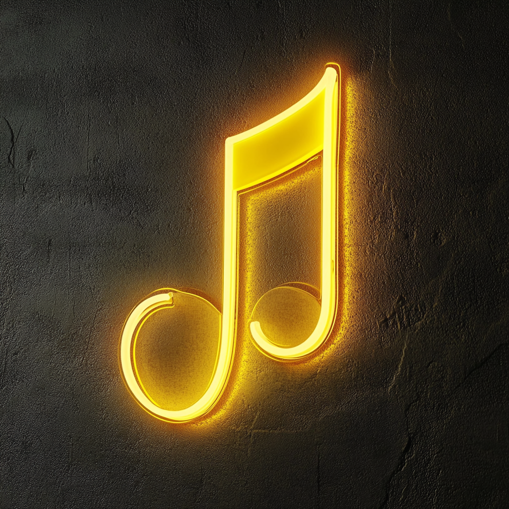 Music Note - Yellow Neon Sign, 24 Inches