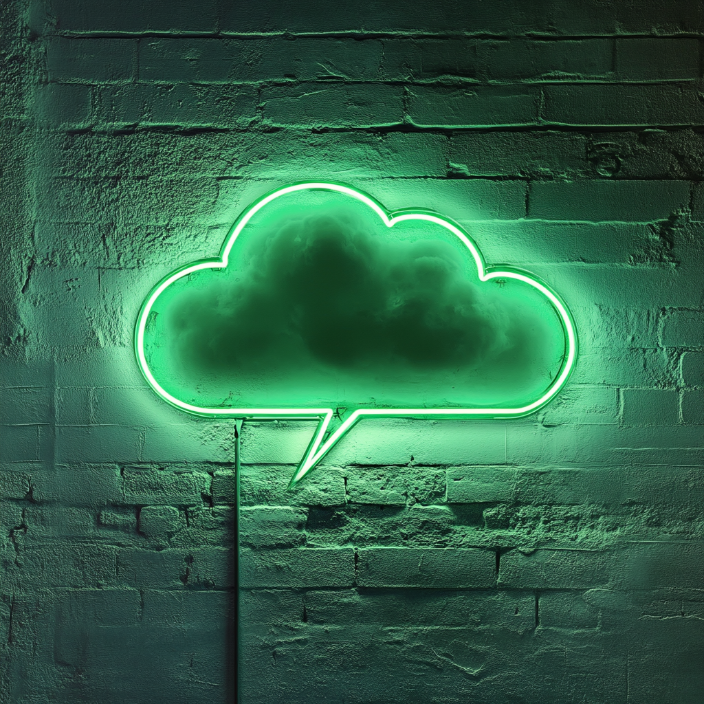Neon Lightning Cloud - Green Neon Sign, 24 Inches