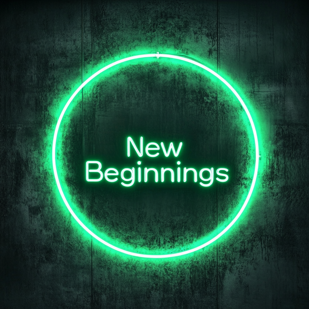"New Beginnings" - Green Neon Sign, 24 Inches
