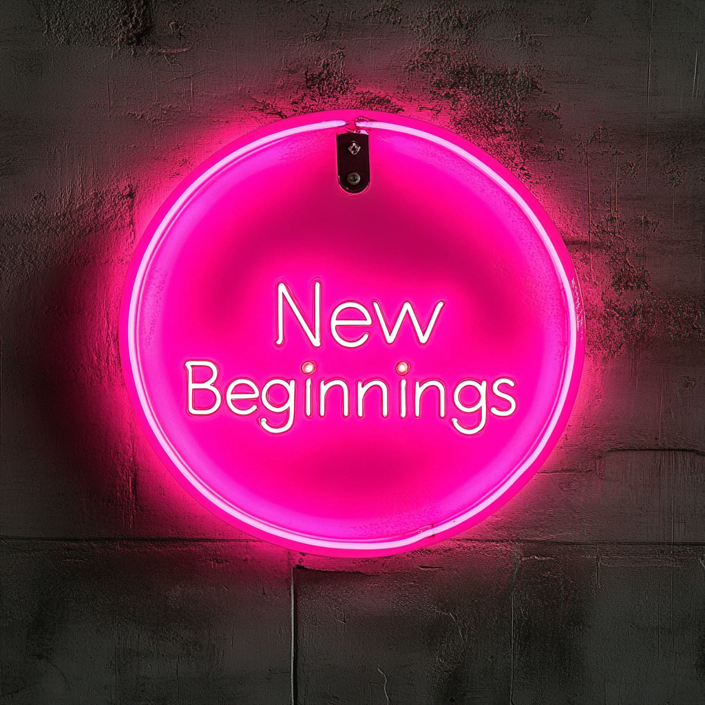 "New Beginnings" - Pink Neon Sign, 24 Inches