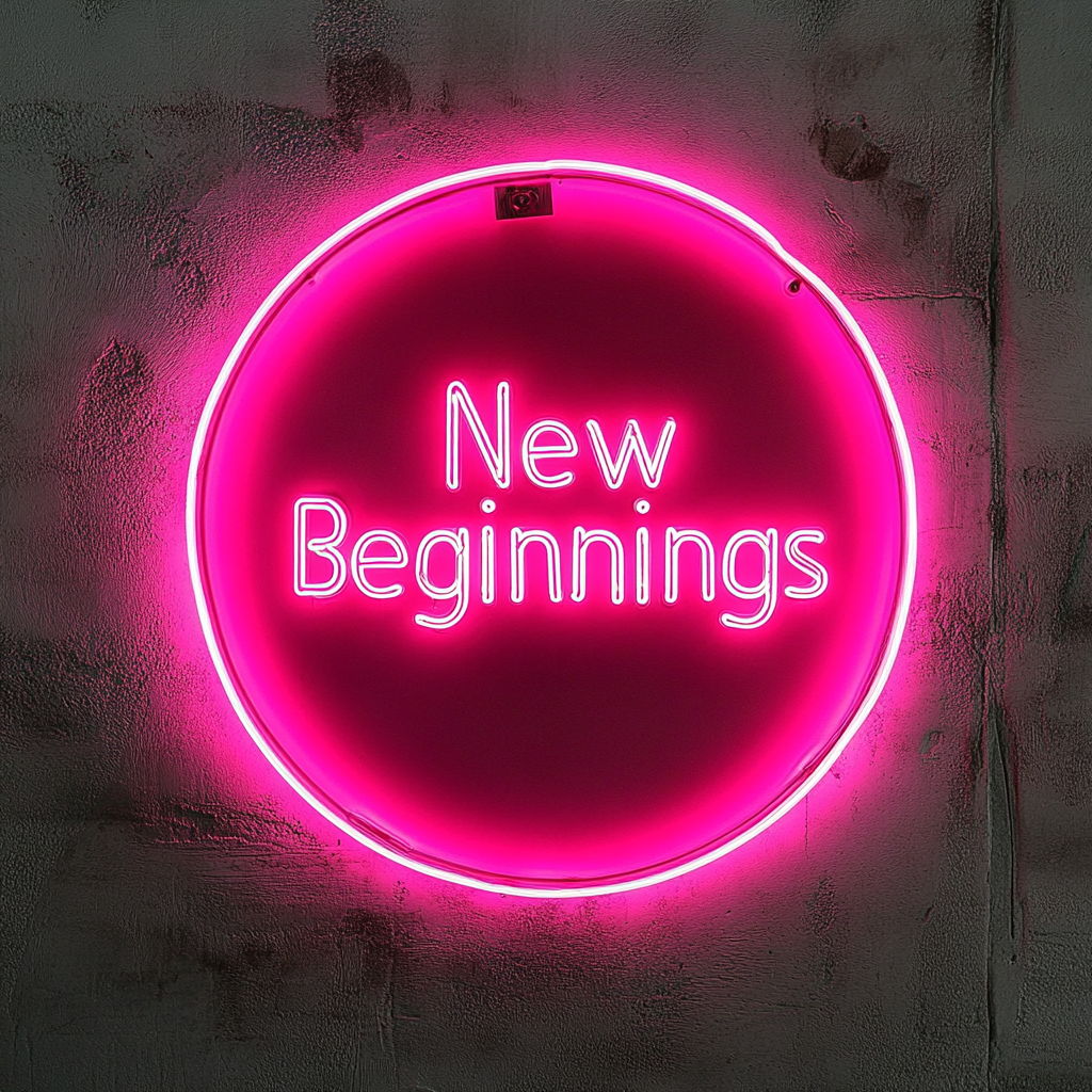 "New Beginnings" - Pink Neon Sign, 24 Inches