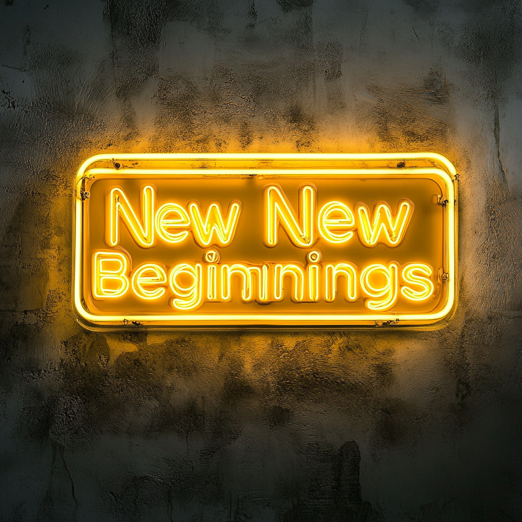 "New Beginnings" - Yellow Neon Sign, 24 Inches