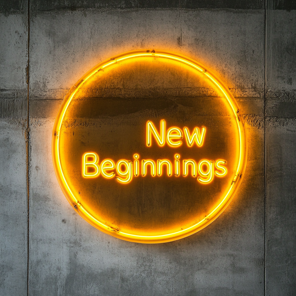"New Beginnings" - Yellow Neon Sign, 24 Inches
