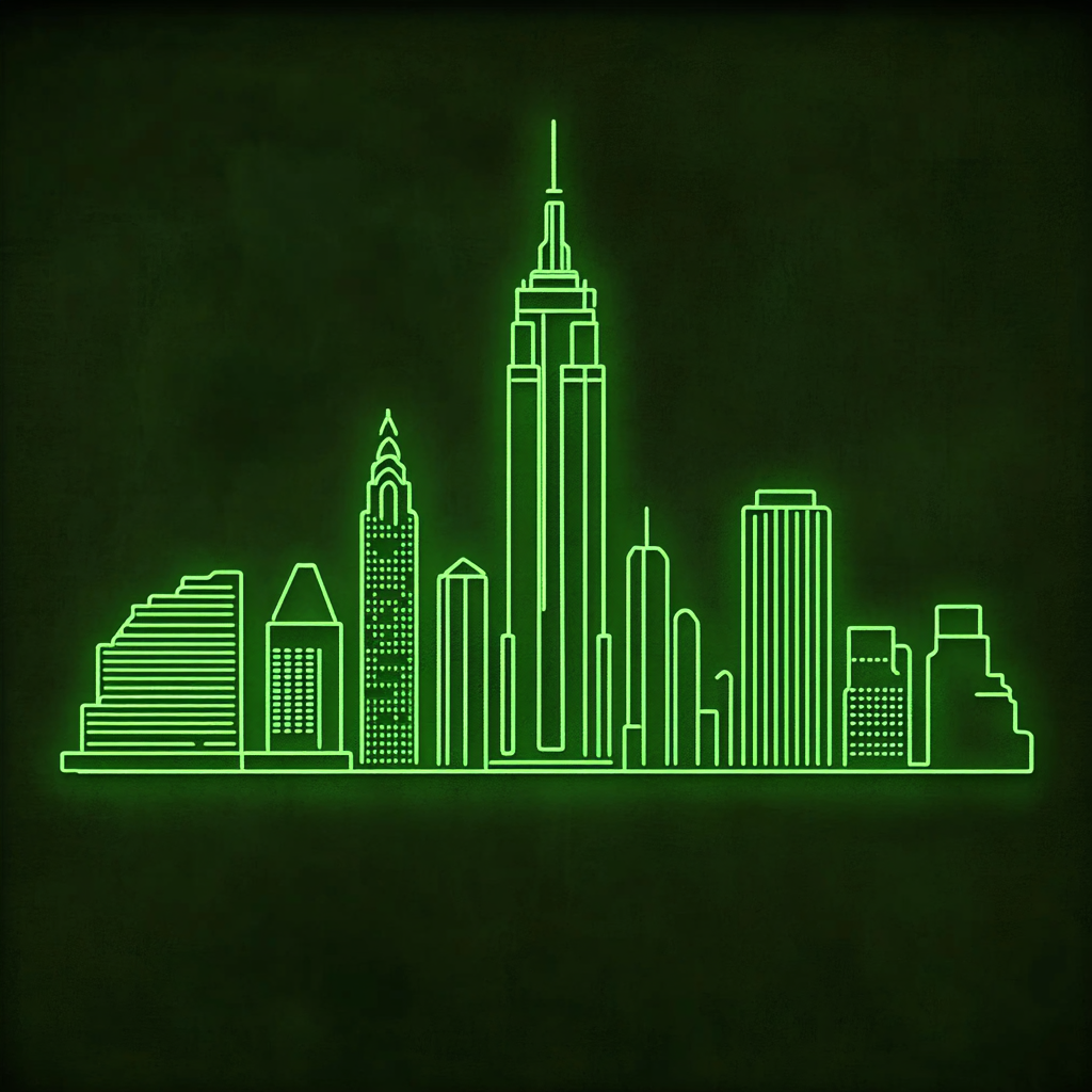 New York - Green Neon Sign, 24 Inches