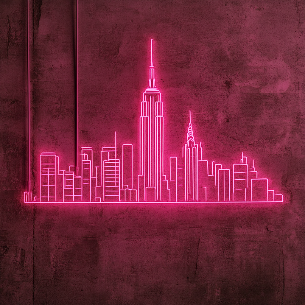 New York - Pink Neon Sign, 24 Inches