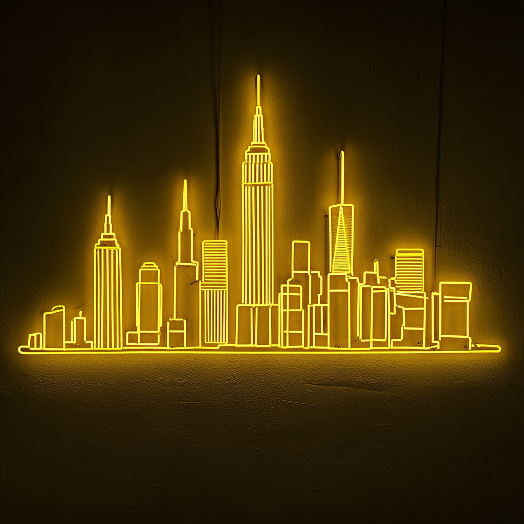 New York - Yellow Neon Sign, 18 Inches