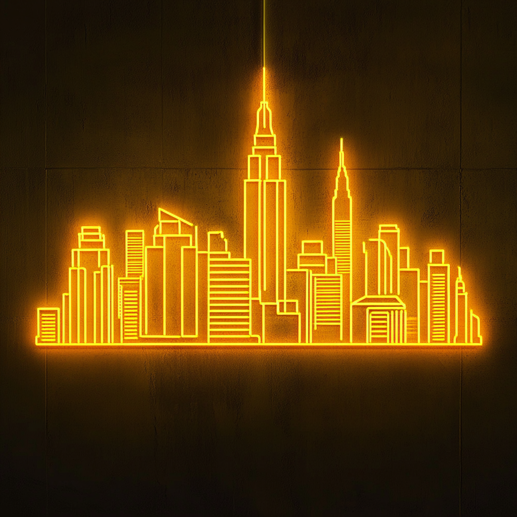 New York - Yellow Neon Sign, 18 Inches