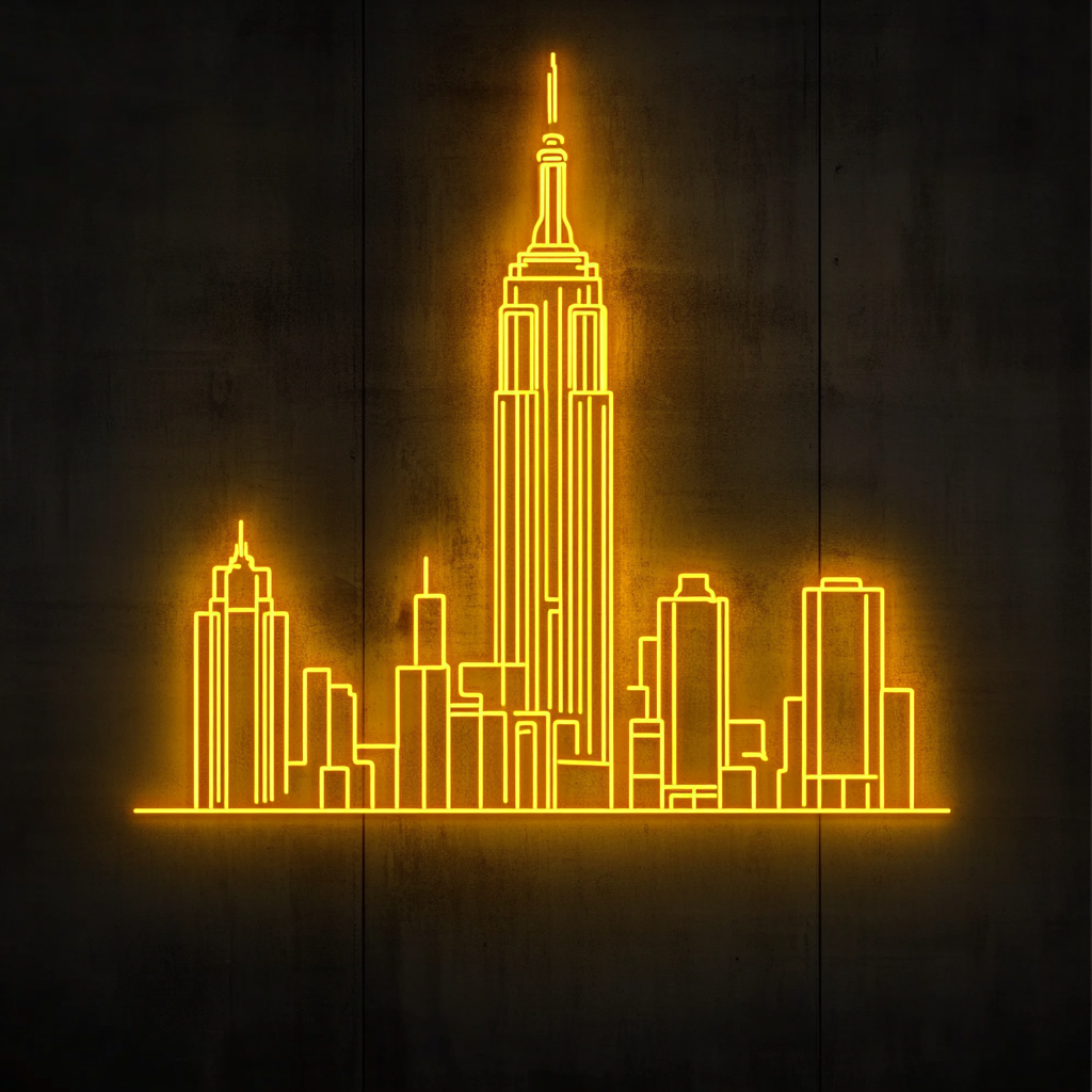 New York - Yellow Neon Sign, 18 Inches