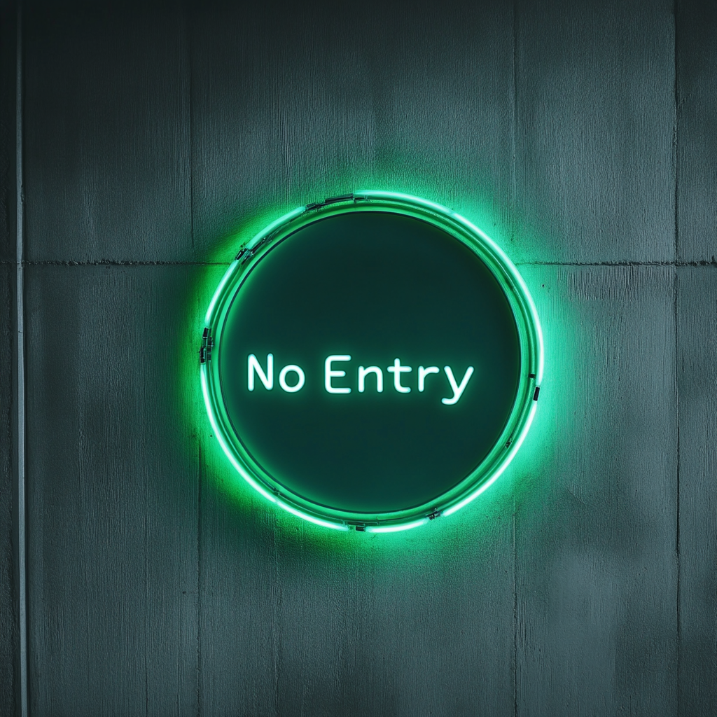 No Entry - Green Neon Sign, 24 Inches