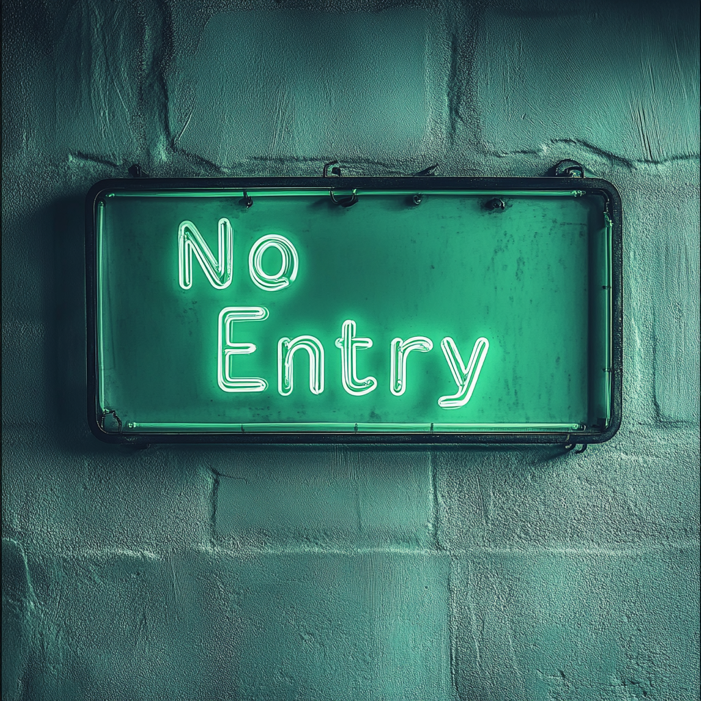 No Entry - Green Neon Sign, 24 Inches