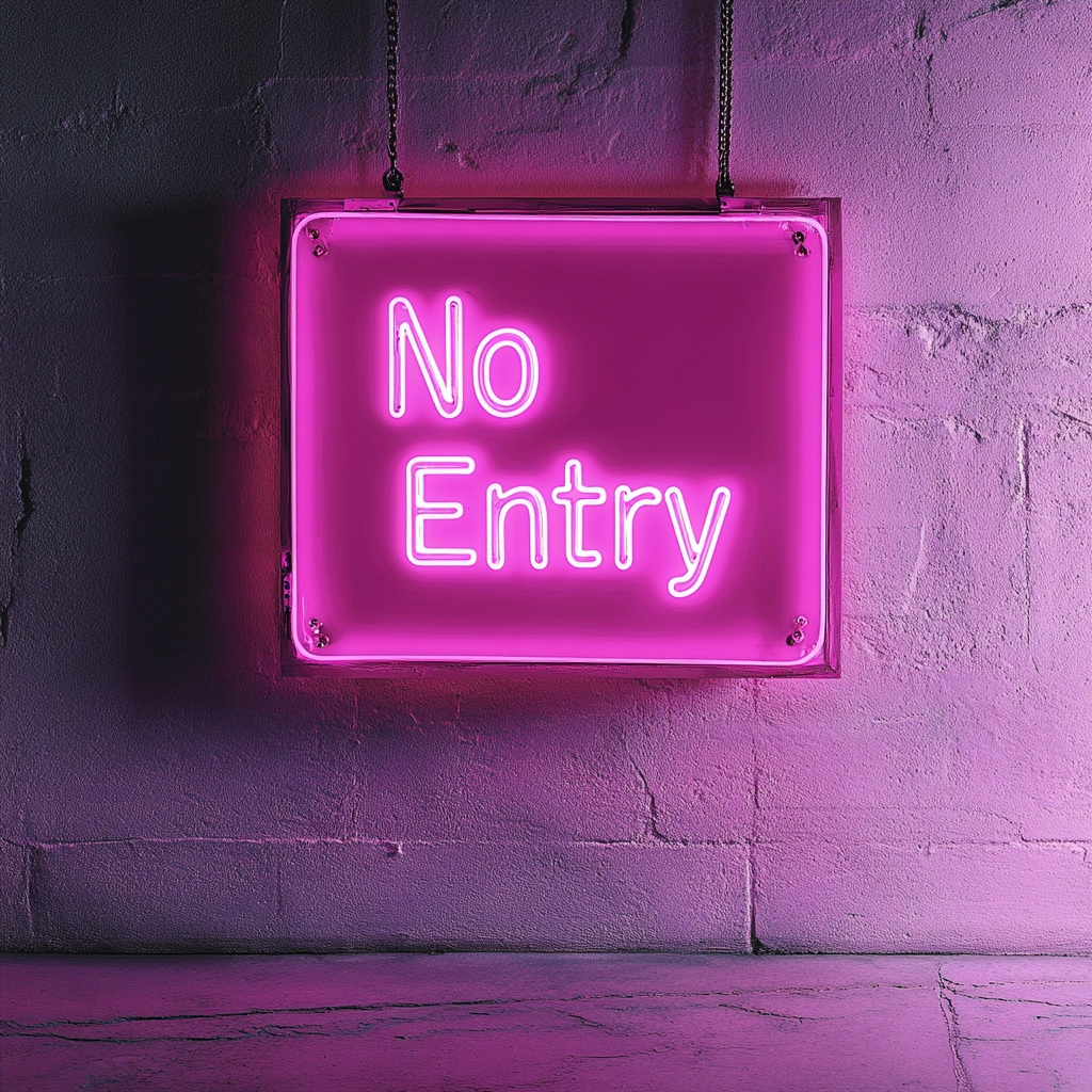 No Entry - Pink Neon Sign, 24 Inches