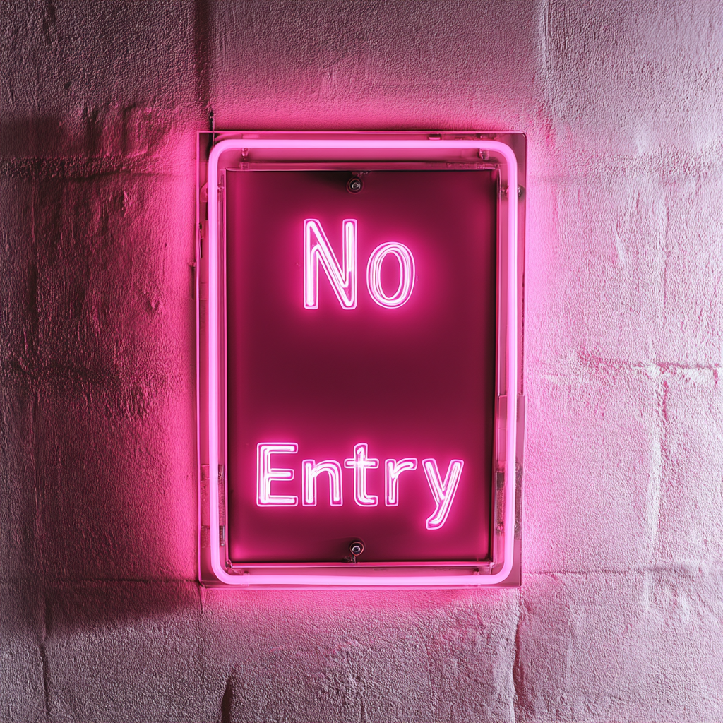 No Entry - Pink Neon Sign, 24 Inches