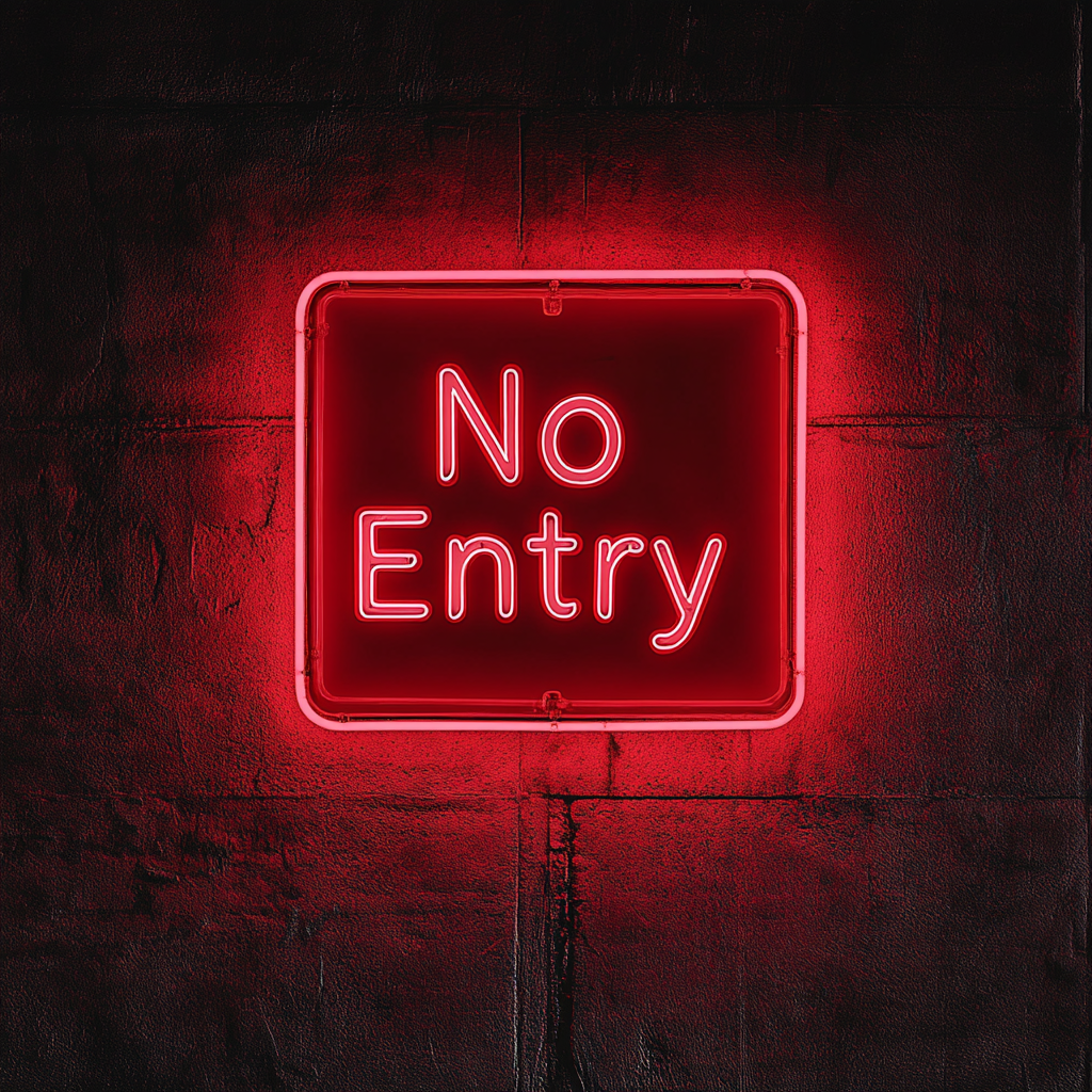 No Entry - Red Neon Sign, 18 Inches