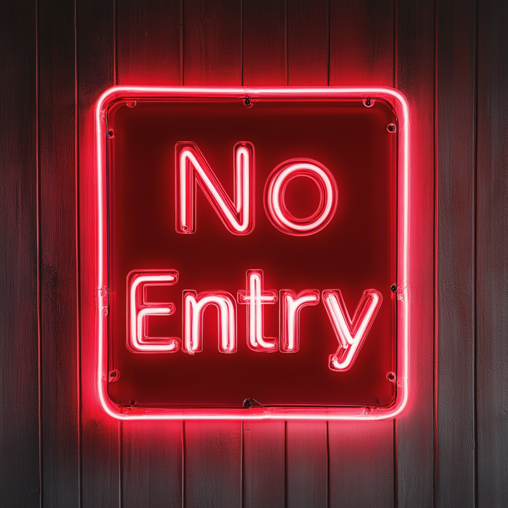 No Entry - Red Neon Sign, 24 Inches