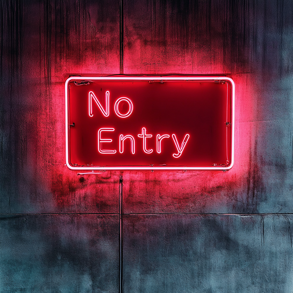No Entry - Red Neon Sign, 18 Inches