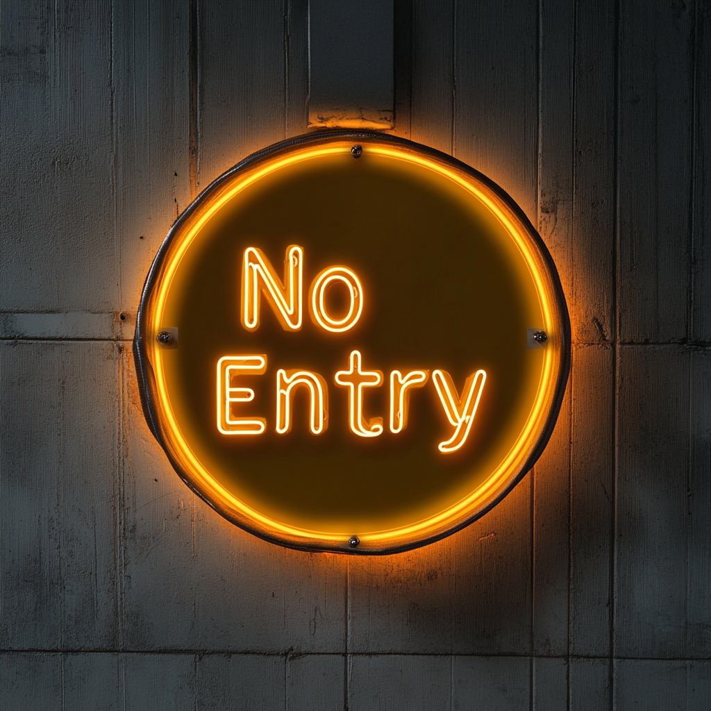 No Entry - Yellow Neon Sign, 24 Inches