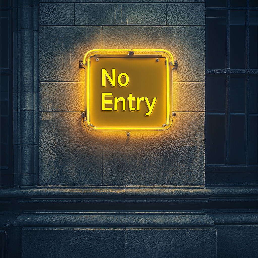 No Entry - Yellow Neon Sign, 24 Inches