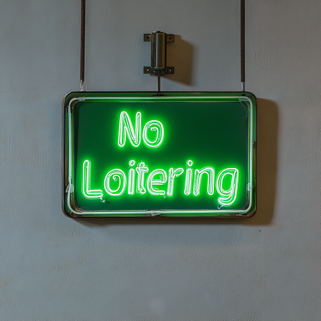 No Loitering - Green Neon Sign, 24 Inches