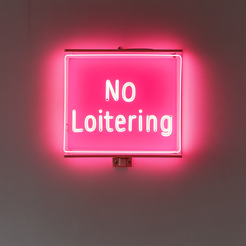 No Loitering - Pink Neon Sign, 24 Inches
