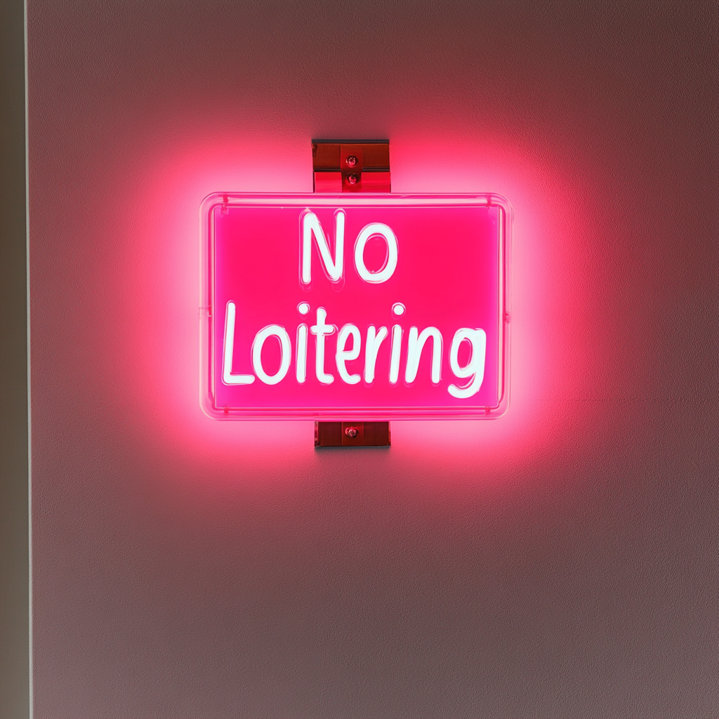 No Loitering - Pink Neon Sign, 18 Inches