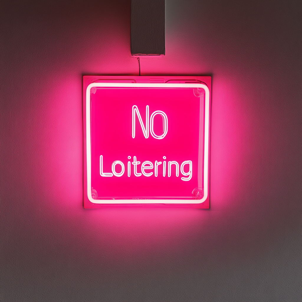 No Loitering - Pink Neon Sign, 18 Inches