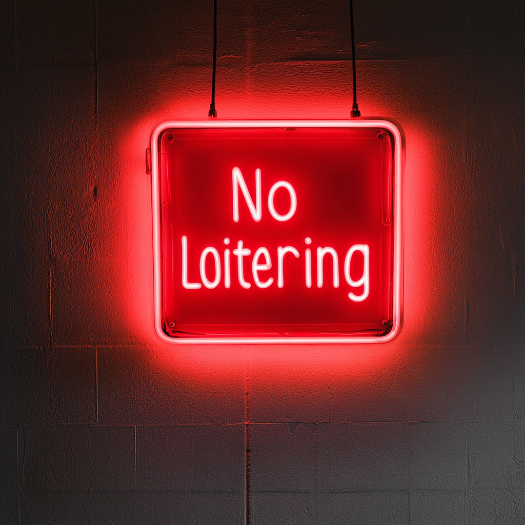 No Loitering - Red Neon Sign, 18 Inches