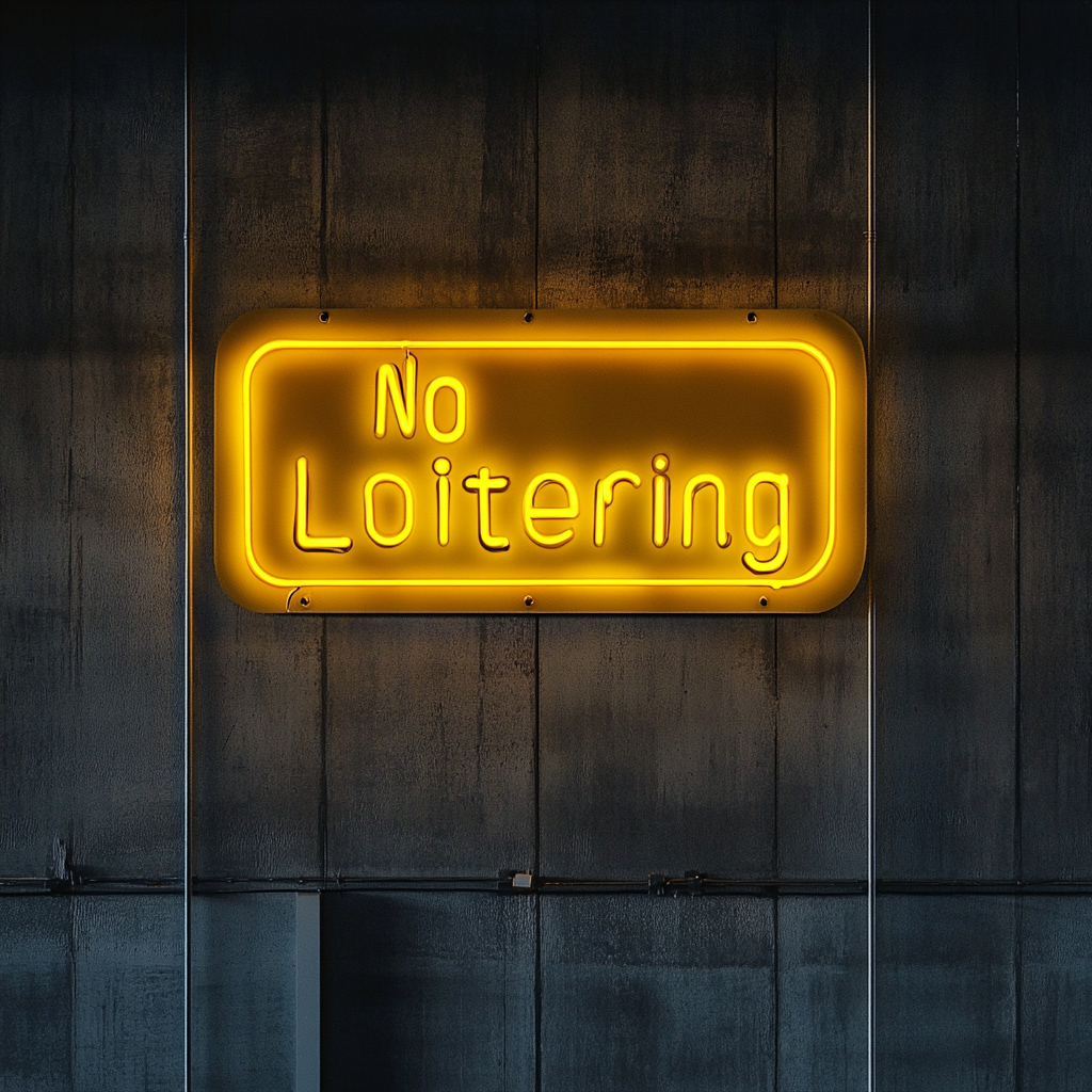 No Loitering - Yellow Neon Sign, 18 Inches