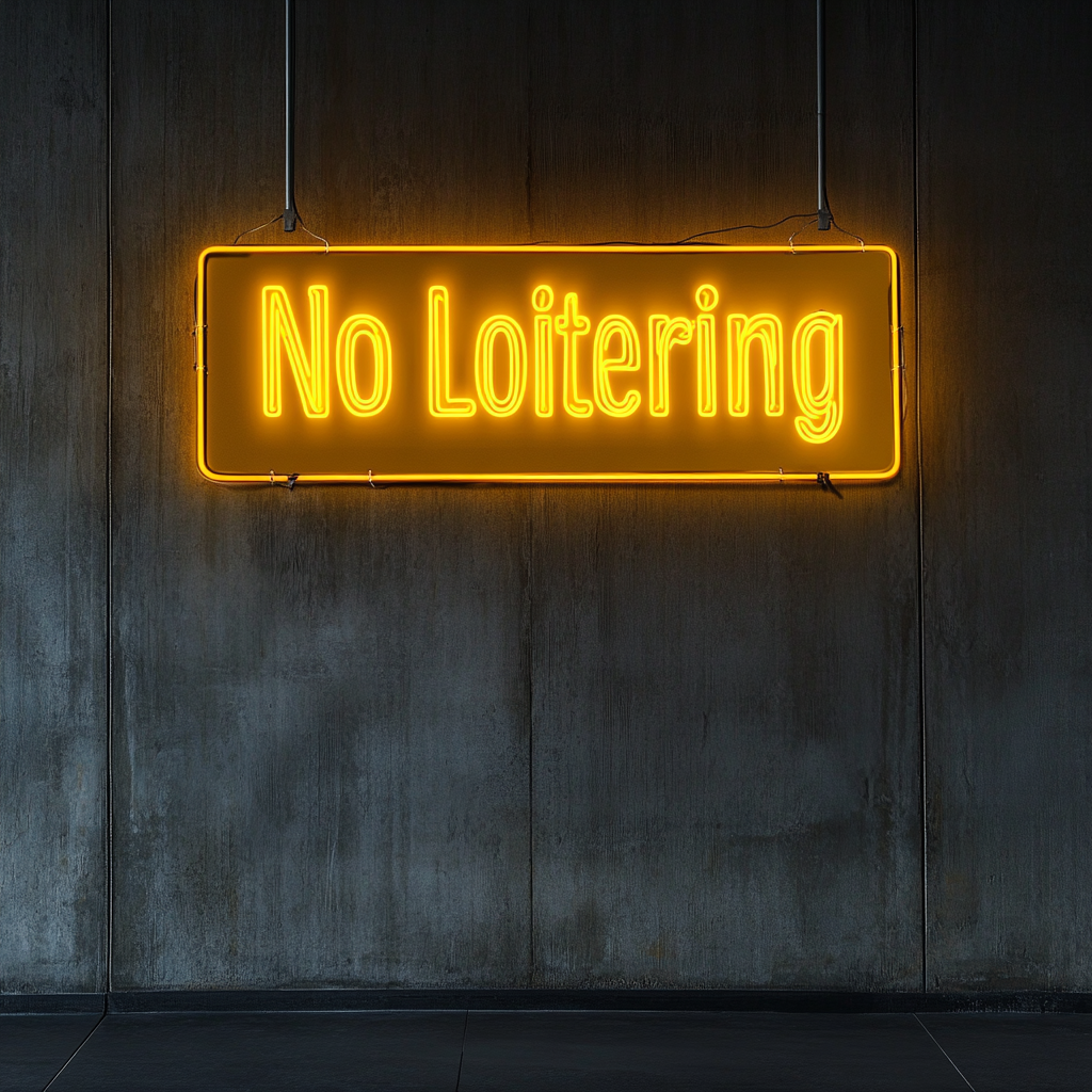 No Loitering - Yellow Neon Sign, 24 Inches