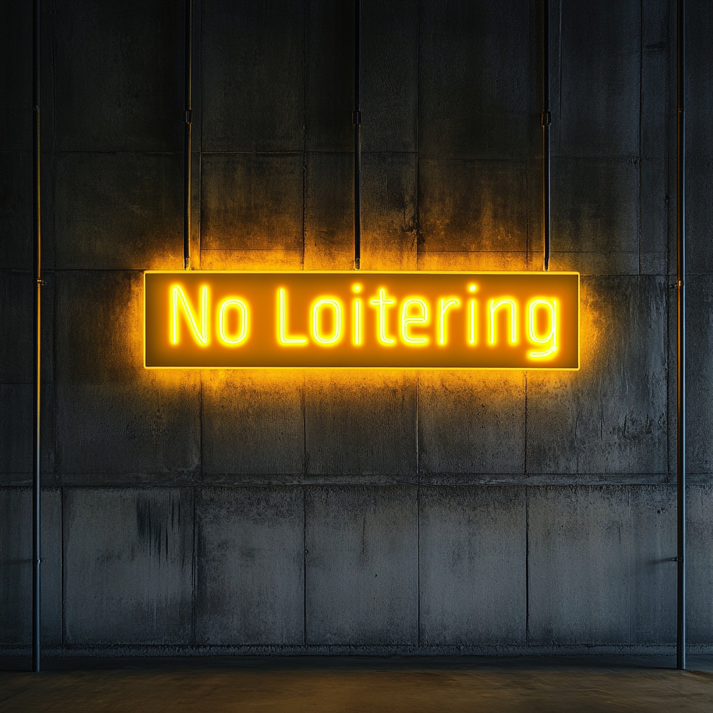 No Loitering - Yellow Neon Sign, 24 Inches